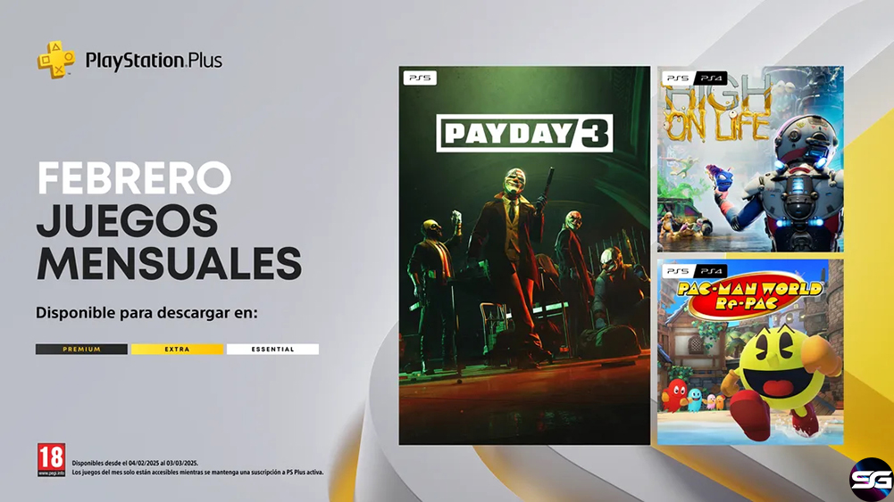 Payday 3, High on Life y Pac-Man World Re-Pac son los juegos del mes de febrero para los usuarios de PlayStation®Plus   