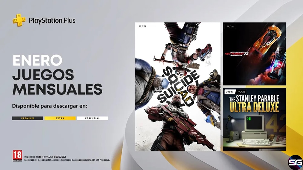 Suicide Squad: Kill the Justice League, Need for Speed™ Hot Pursuit Remastered y The Stanley Parable: Ultra Deluxe son los juegos del mes de enero para los usuarios de PlayStation®Plus   