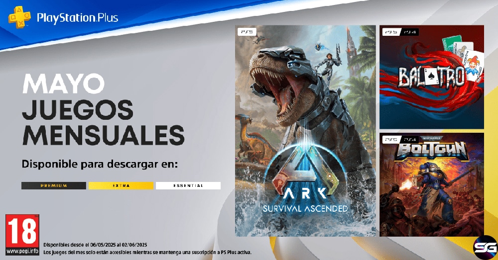 ARK: Survival Ascended, Balatro y Warhammer 40,000: Boltgun son los nuevos juegos del mes de Mayo de PlayStation®Plus 
